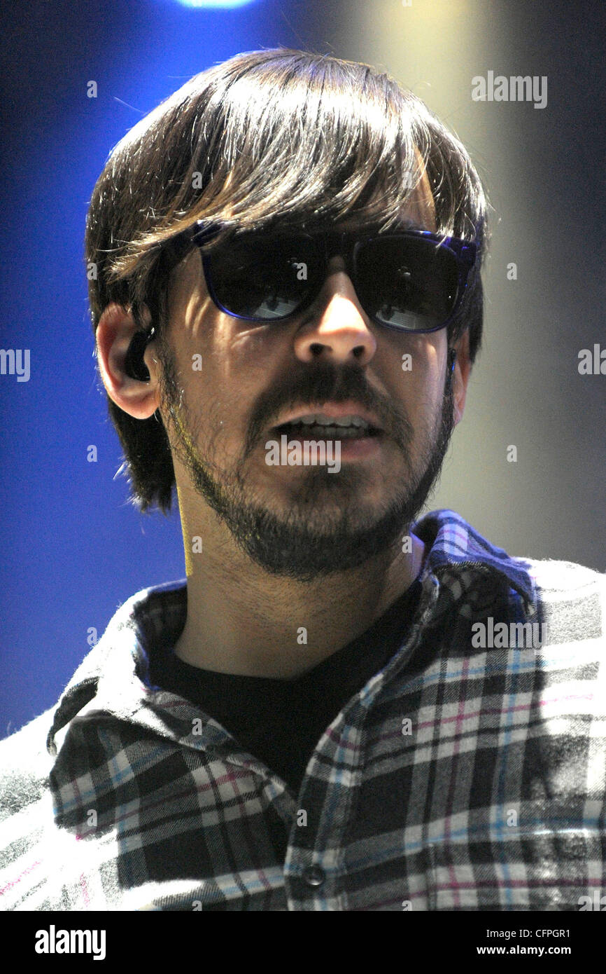 Mike Shinoda  Rock band 'Linkin Park' performing live at The Air Canada Centre.  Toronto, Canada - 08.02.11 Stock Photo