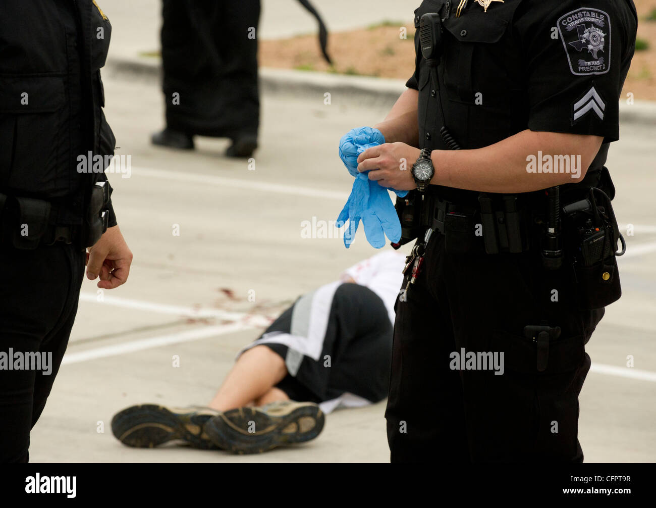 High school students participate in Shattered Dreams Program designed to educate the danger associated with drinking and driving Stock Photo
