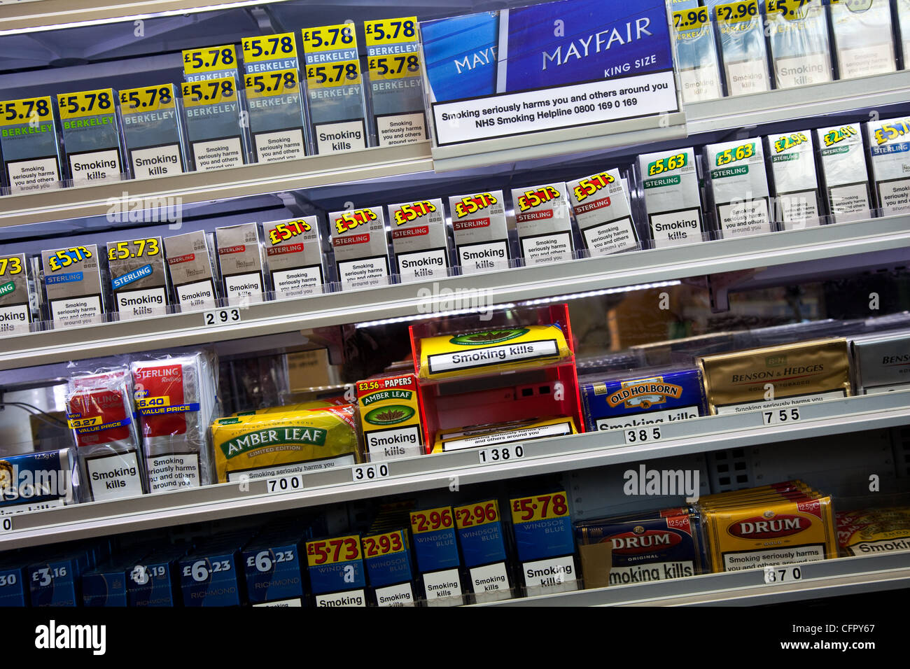 Point of sale cigarettes and Tobacco for sale Visible Display of