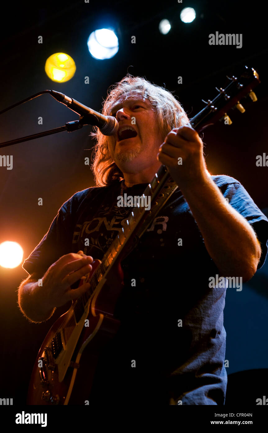 Nick Barrett of progressive rock band Pendragon on stage during a show in the Netherlands Stock Photo