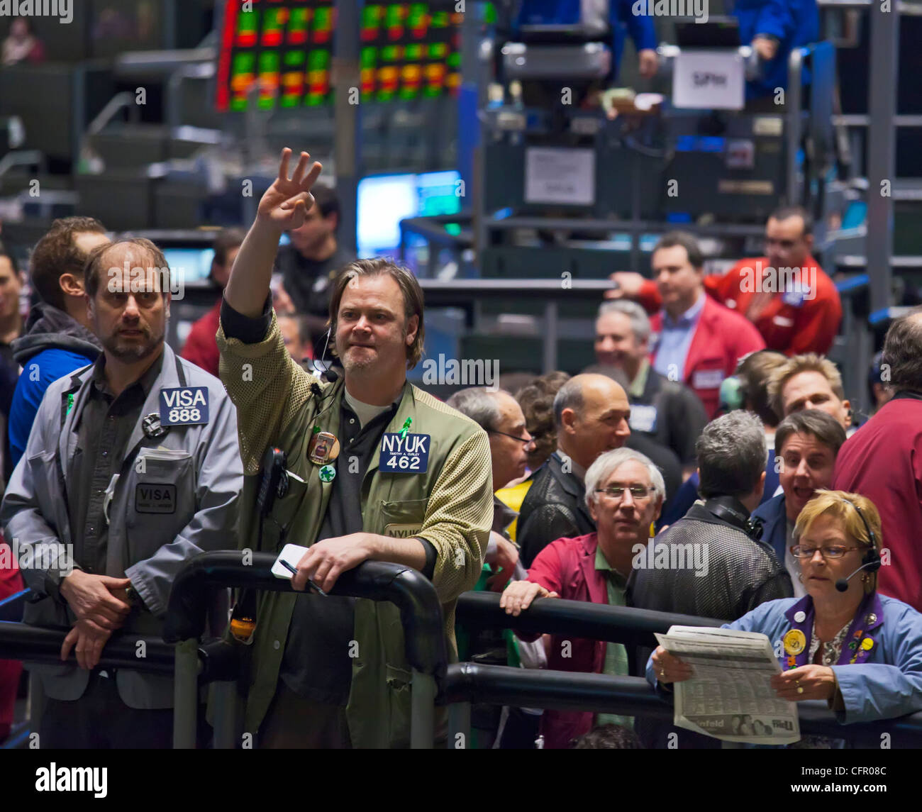 Chicago, Illinois - Commodities trading on the floor of the Chicago Mercantile Exchange. Stock Photo