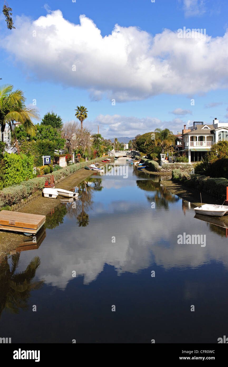 USA Southern California Los Angeles Venice canals Abbot Kinney neighborhoods homes living houses Stock Photo