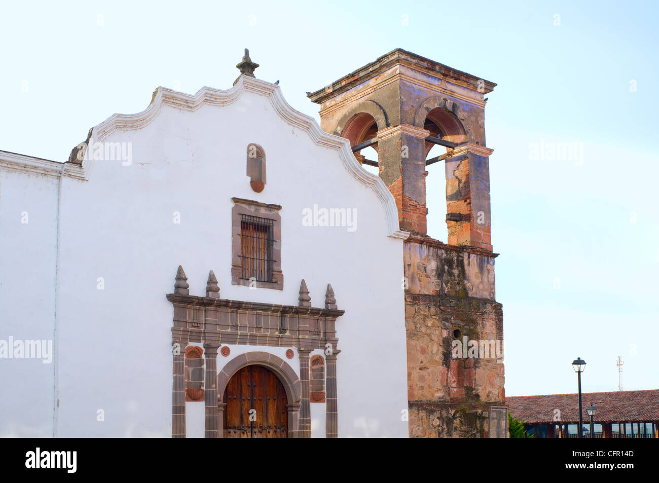 Purisima Chapel of bell tower in Tapalpa Mexico Stock Photo