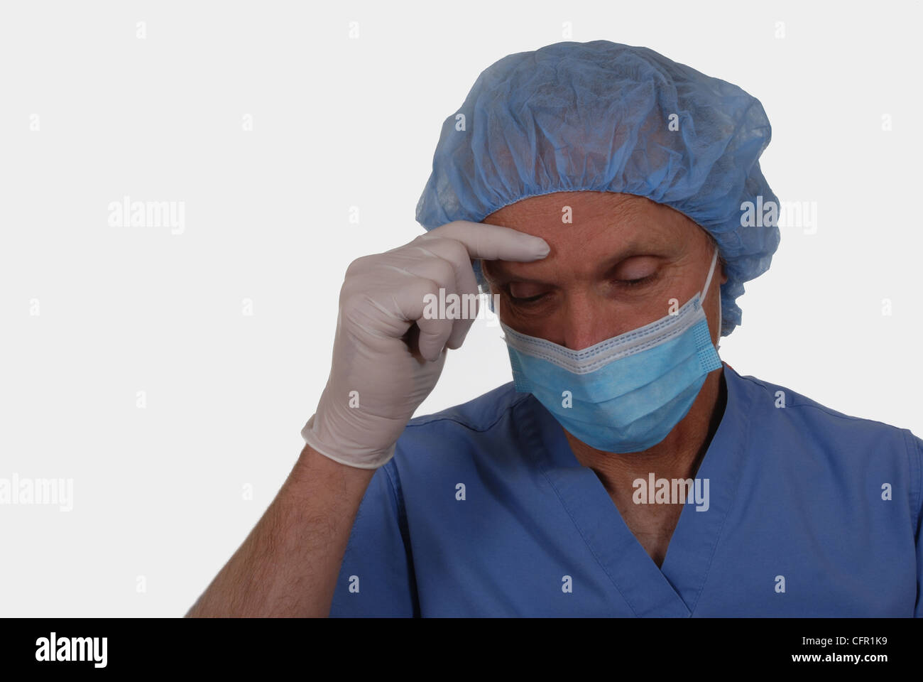 Male surgeon wearing scrubs and mask. Isolated on white Stock Photo - Alamy