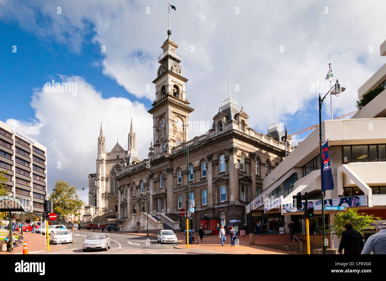 Town Hall, Dunedin, Otago, New Zealand, seat of Dunedin City Council. Stock Photo