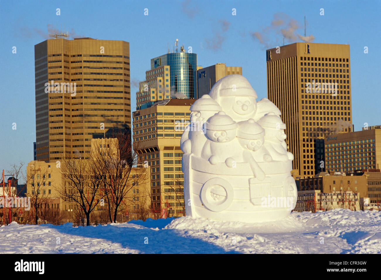 Snow Sculpture, Festival du Voyageur, Winnipeg, Manitoba Stock Photo
