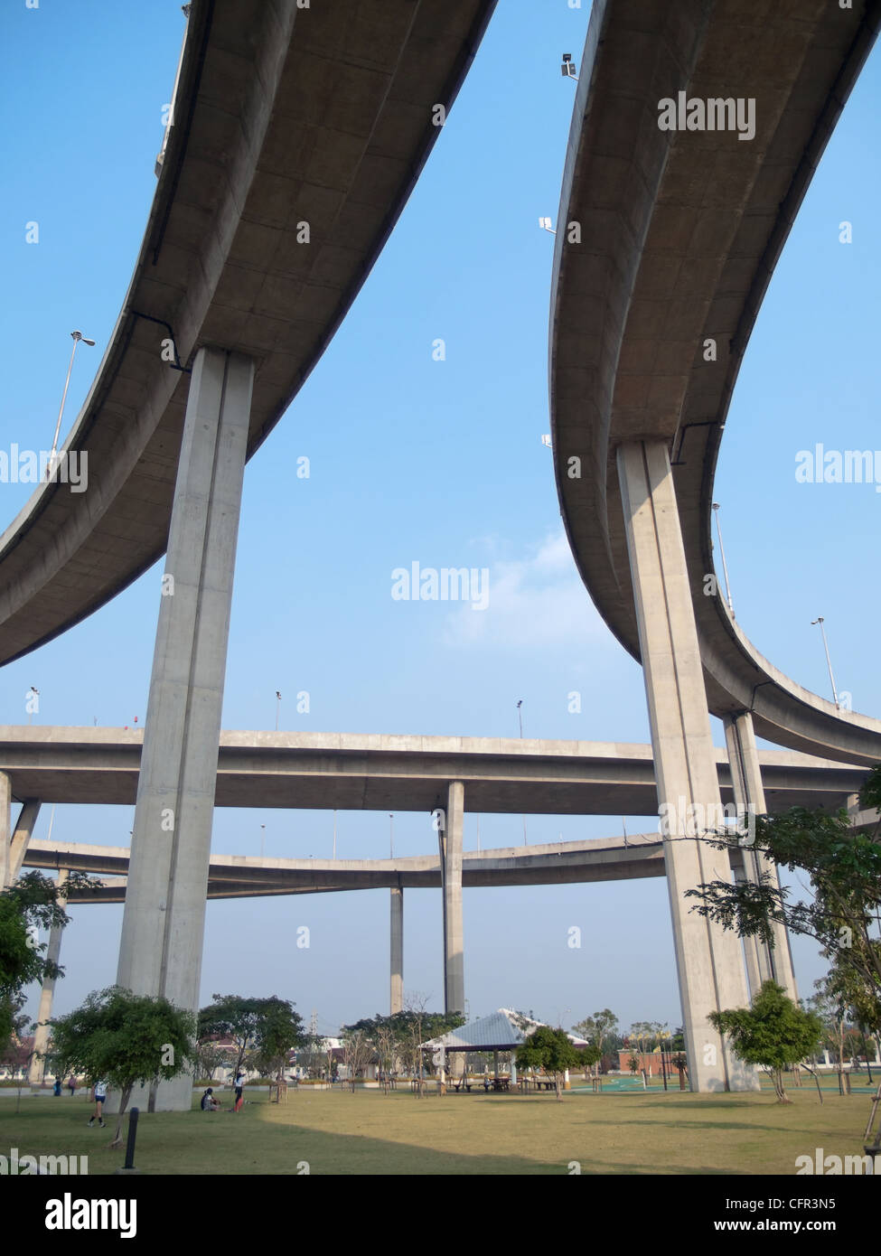Parallel expressway with Intersection and grade separation Stock Photo
