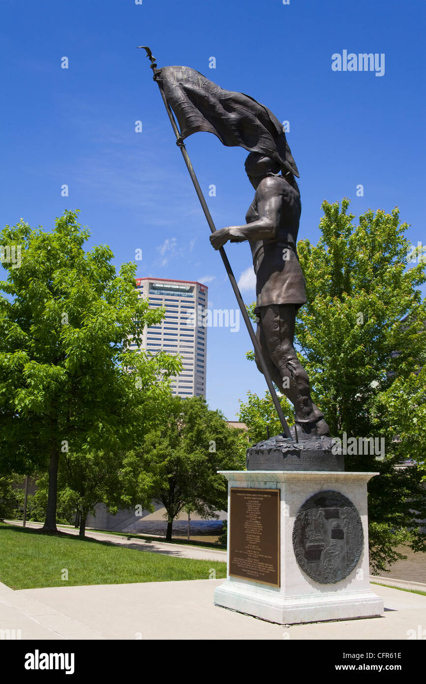 Founder of Franklinton statue in Genoa Park, Columbus, Ohio, United States of America, North America Stock Photo