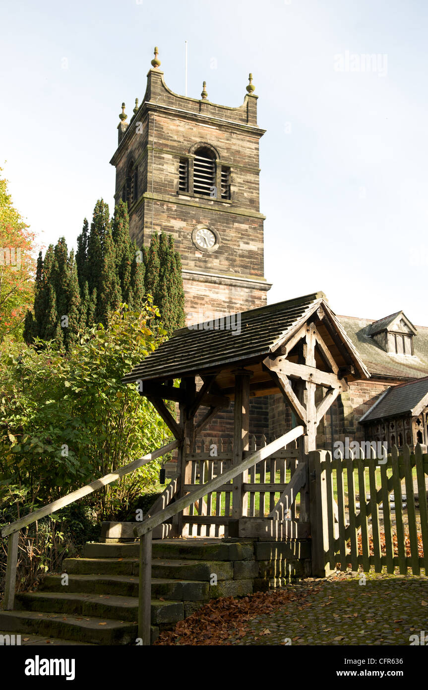 Wooden LYCH gate on Rostherne Parish Church Knutsford, Cheshire Stock Photo