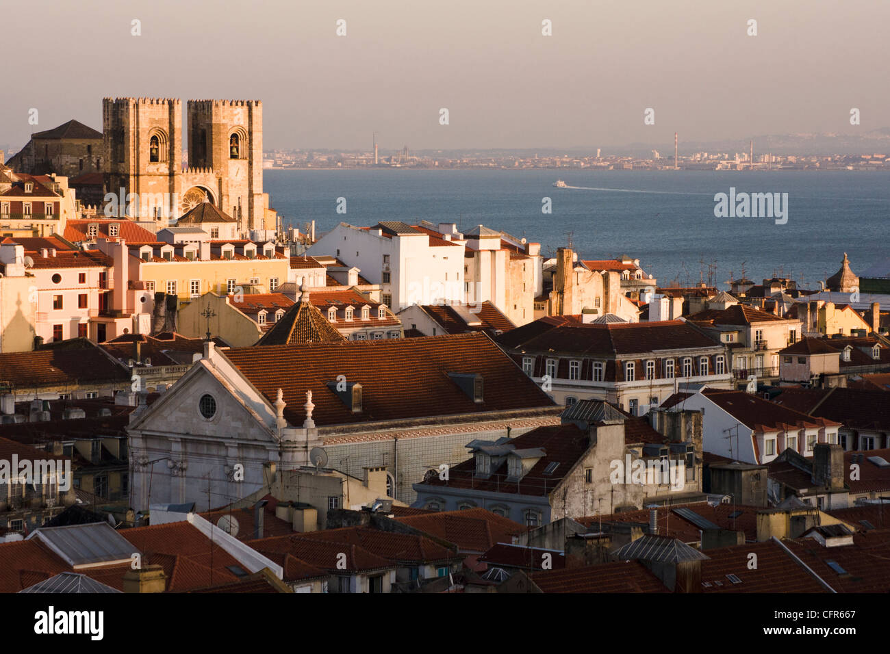 View on Lisbon Cathedral (Sé de Lisboa) from Elevador de Santa Justa. Lisbon, Portugal. Stock Photo
