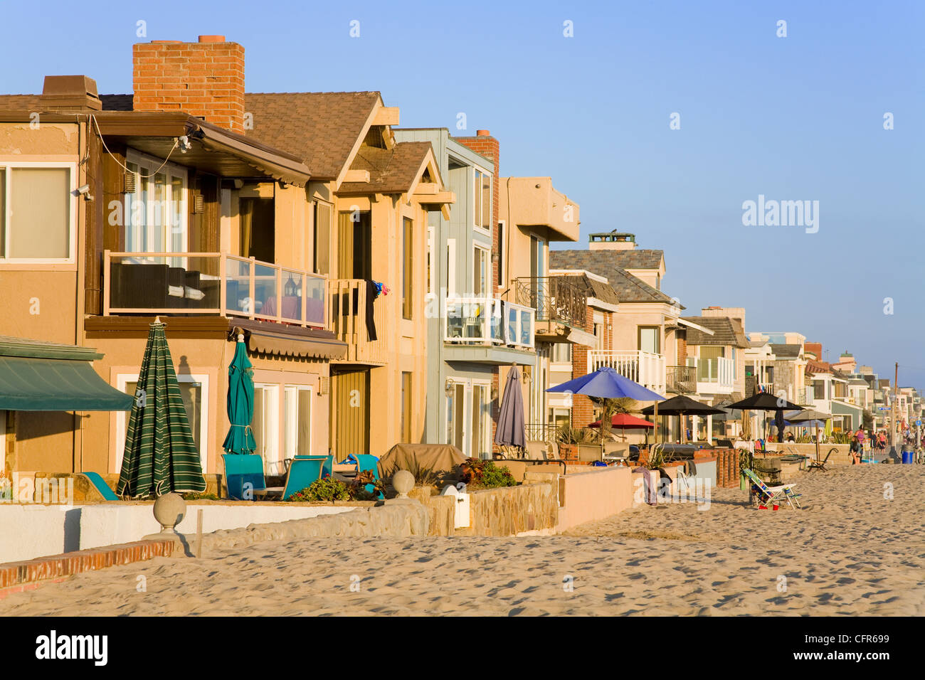 Oceanfront homes in Newport Beach, Orange County, California, United States of America, North America Stock Photo