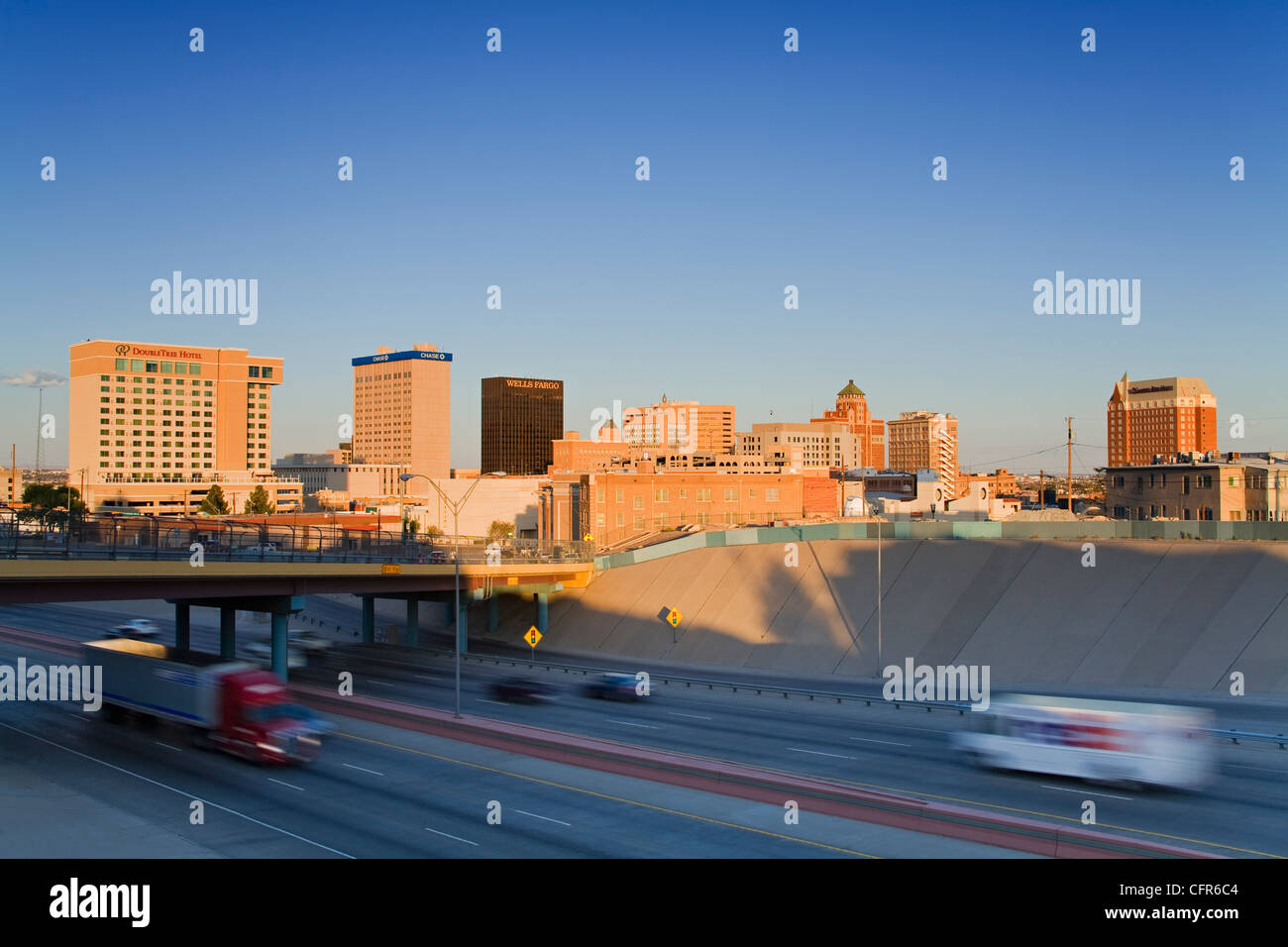 Interstate 10 and El Paso skyline, El Paso, Texas, United States of America, North America Stock Photo