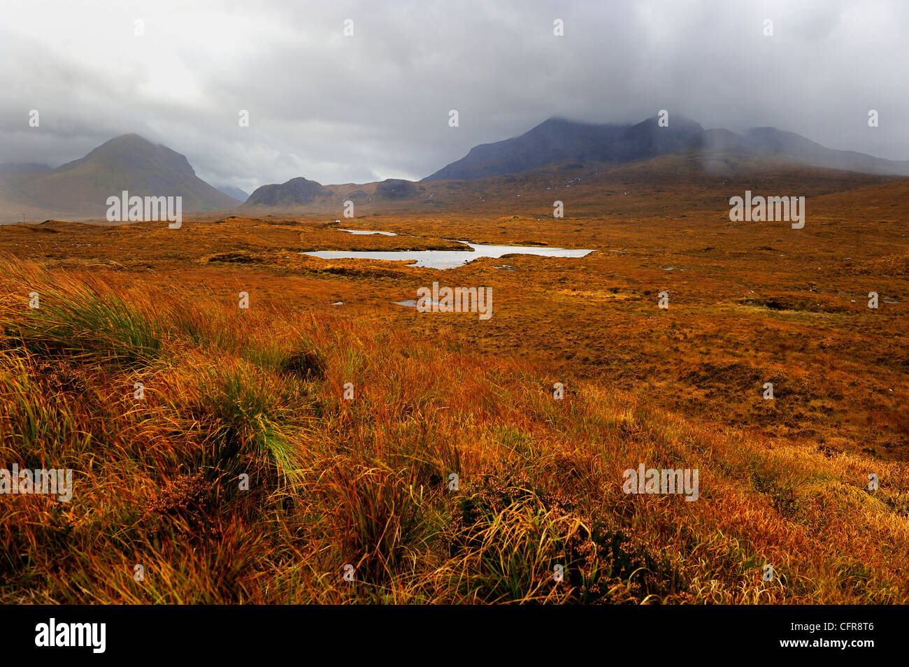 Desolate moorland near Sligachan, Isle of Skye, Inner Hebrides, Scotland, United Kingdom, Europe Stock Photo