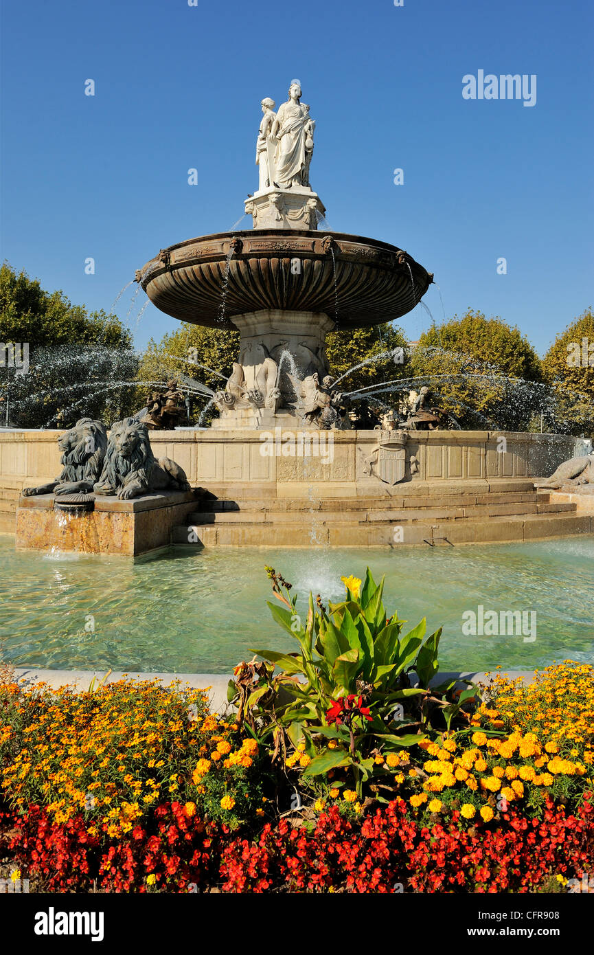 Fontaine de la Rotonde (Rotunda Fountain), Aix-en-Provence, Bouches-du-Rhone, Provence, France, Europe Stock Photo