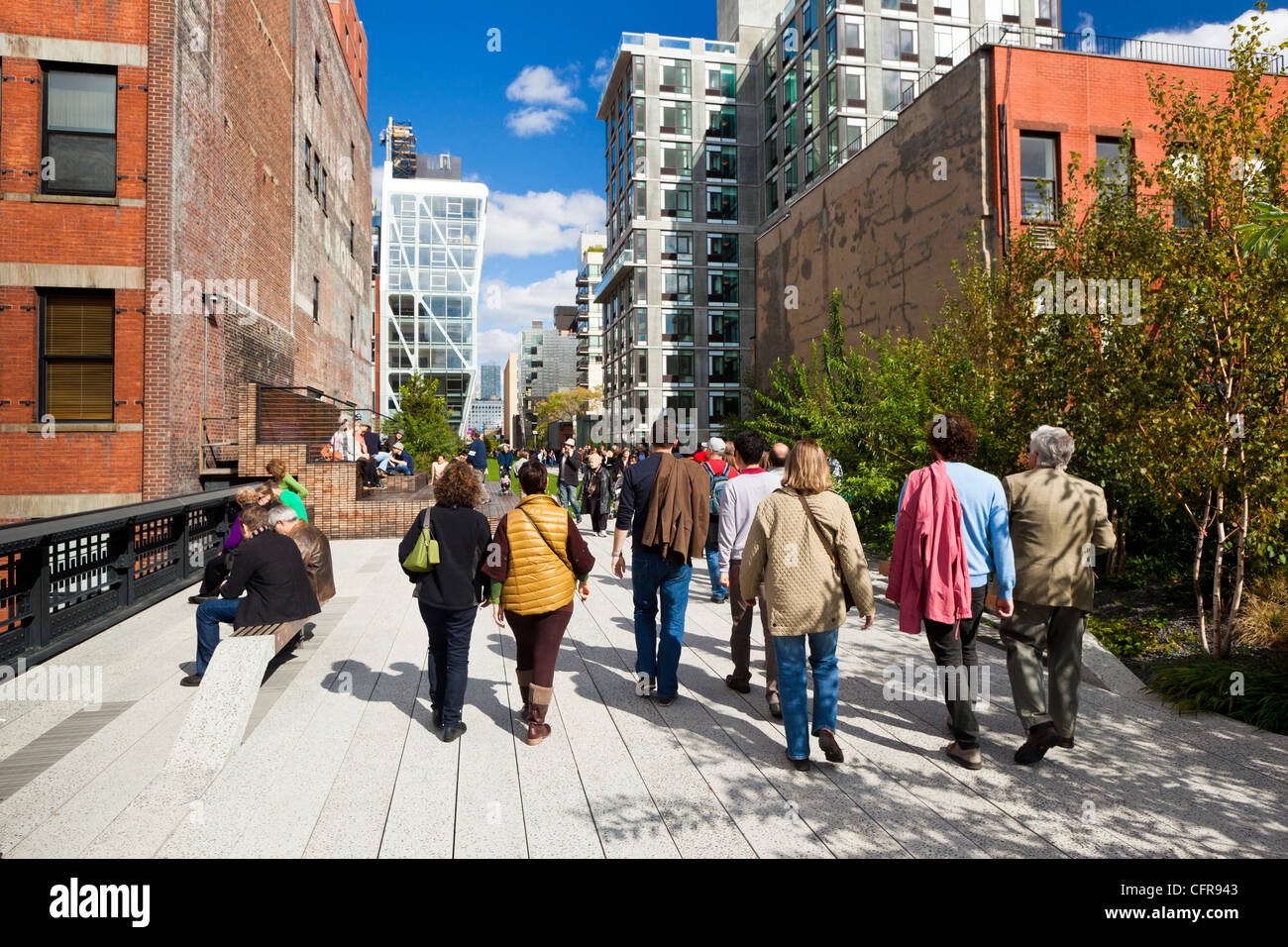 People walking on the High Line, a one-mile New York City park, New York, United States of America, North America Stock Photo