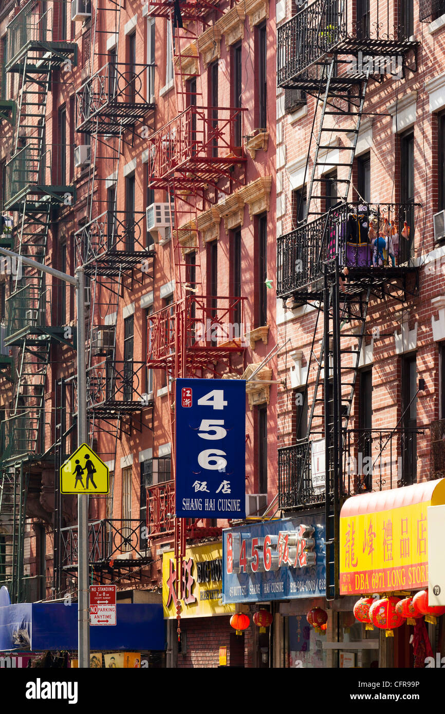 Street scene in China Town, Manhattan, New York City, New York, United States of America, North America Stock Photo