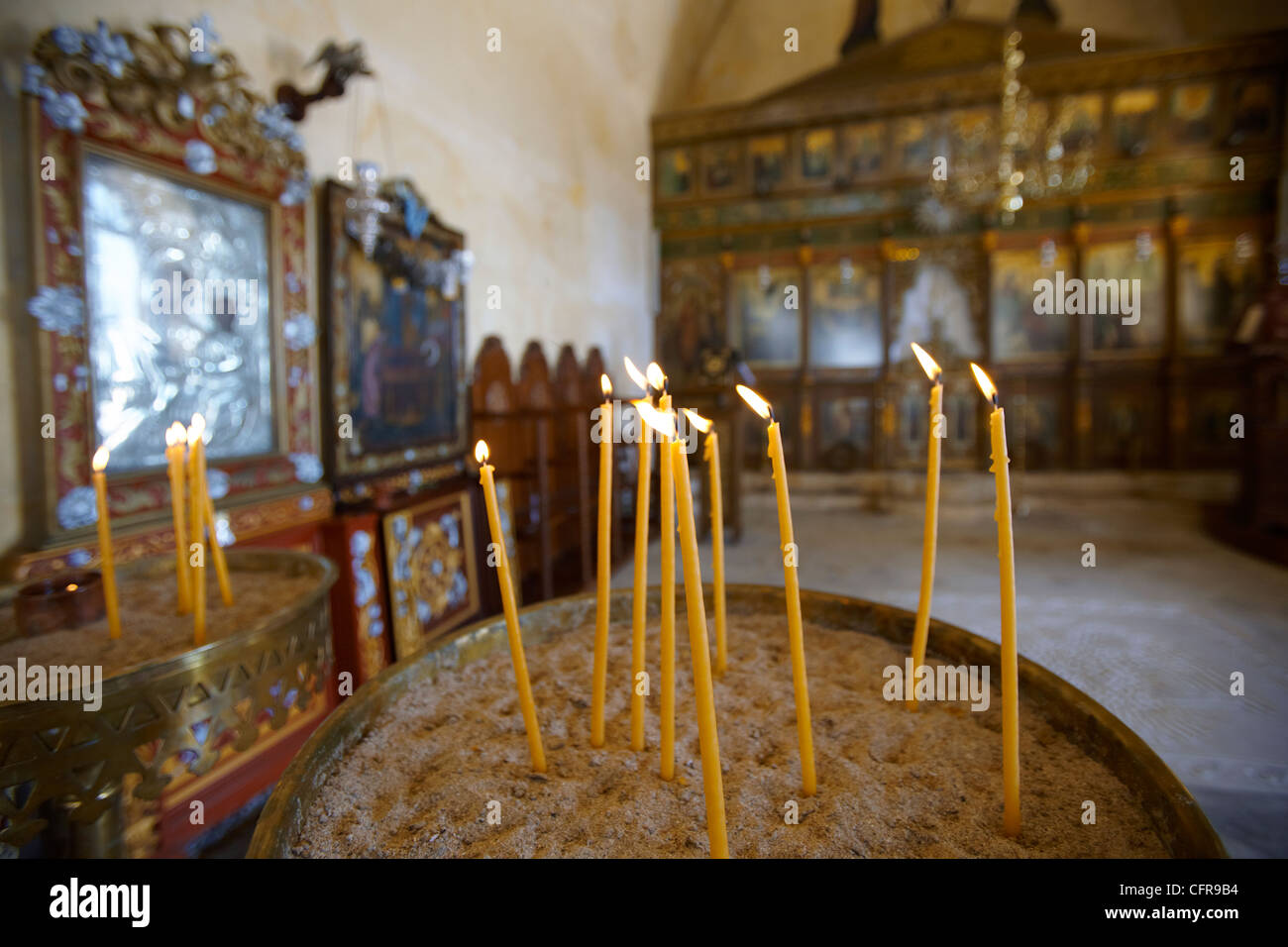 Candles in greek orthodox church hires stock photography and images