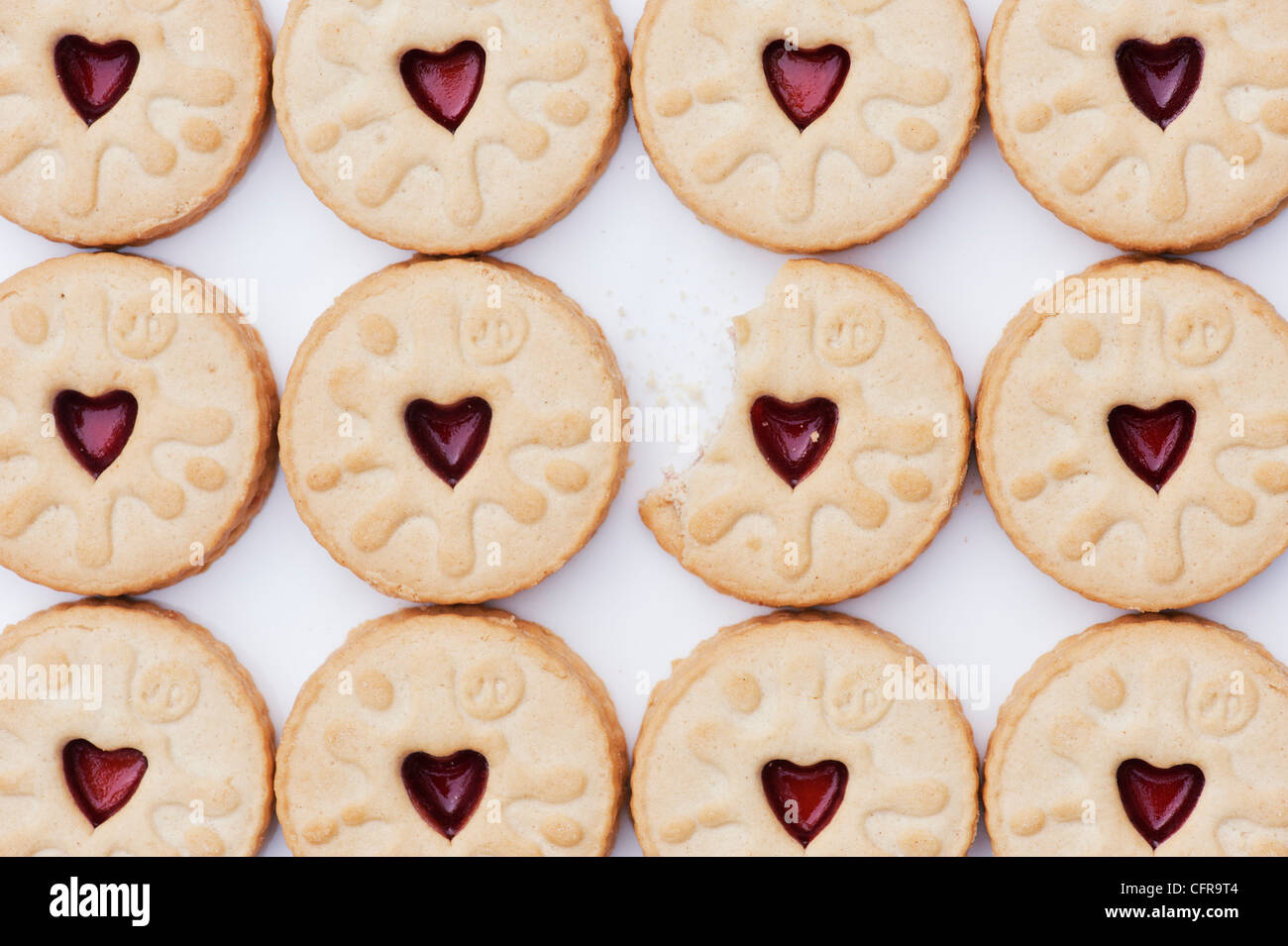 Jammy Dodgers biscuit pattern Stock Photo