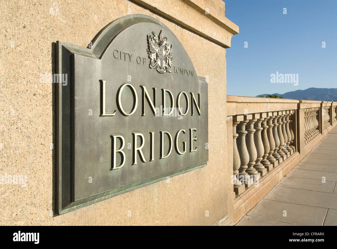 Original sign at east end of bridge, London Bridge, Havasu, Arizona, United States of America, North America Stock Photo