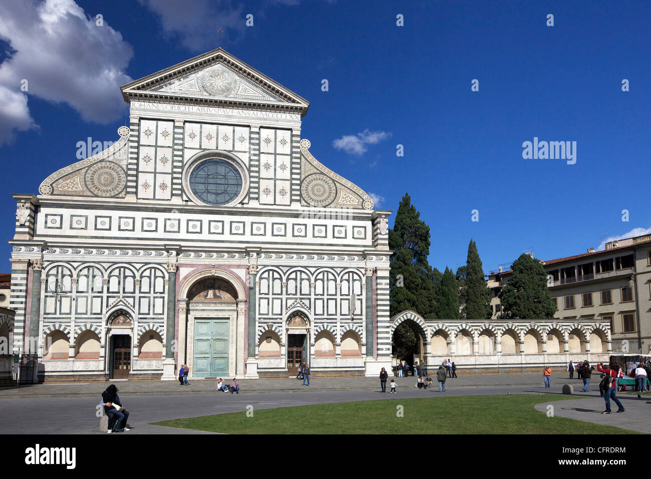 Exterior facade of the Basilica of Santa Maria Novella, Florence, UNESCO World Heritage Site