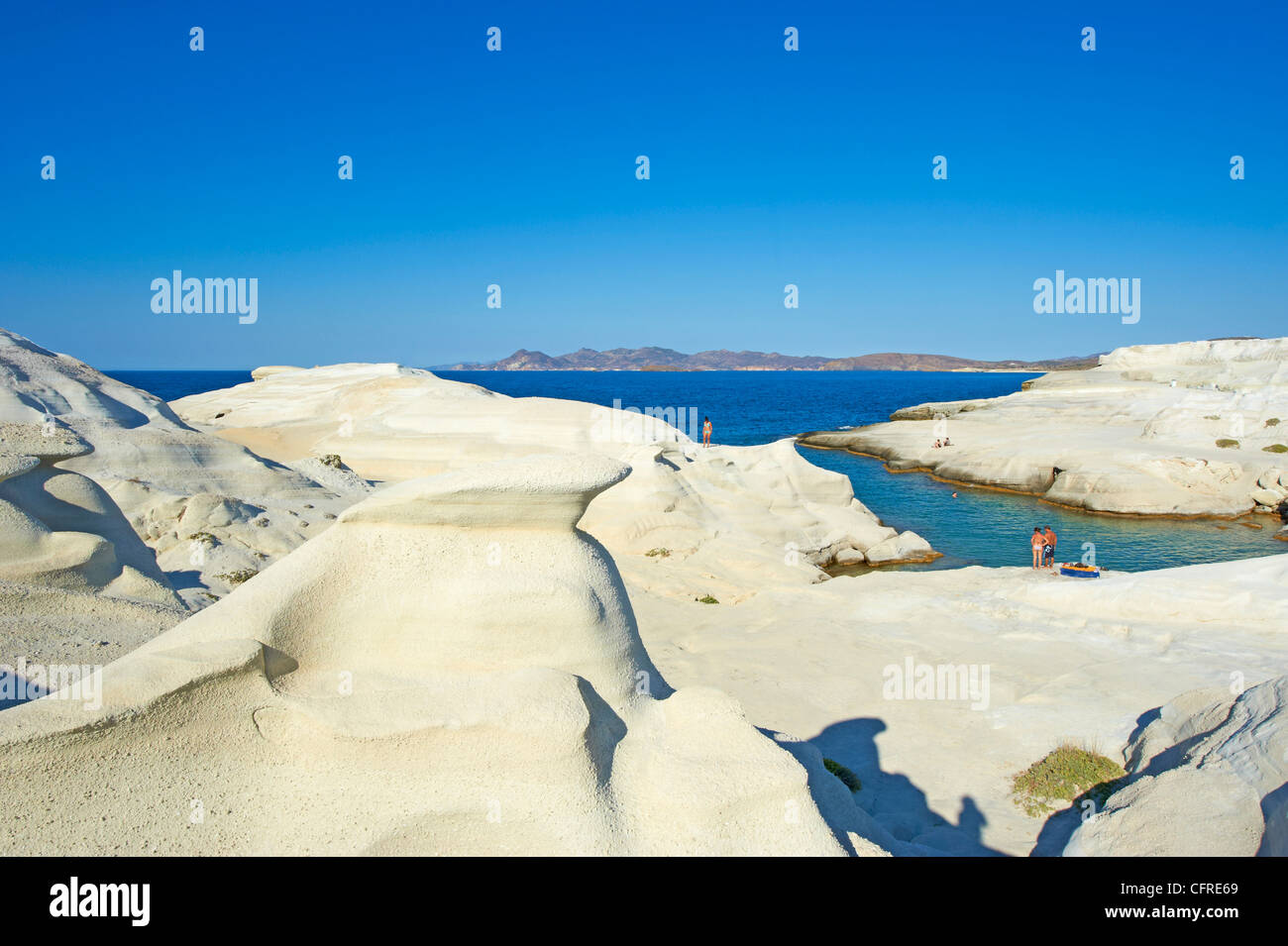 Sarakiniko lunar landscape, Sarakiniko beach, Milos, Cyclades Islands, Greek Islands, Aegean Sea, Greece, Europe Stock Photo
