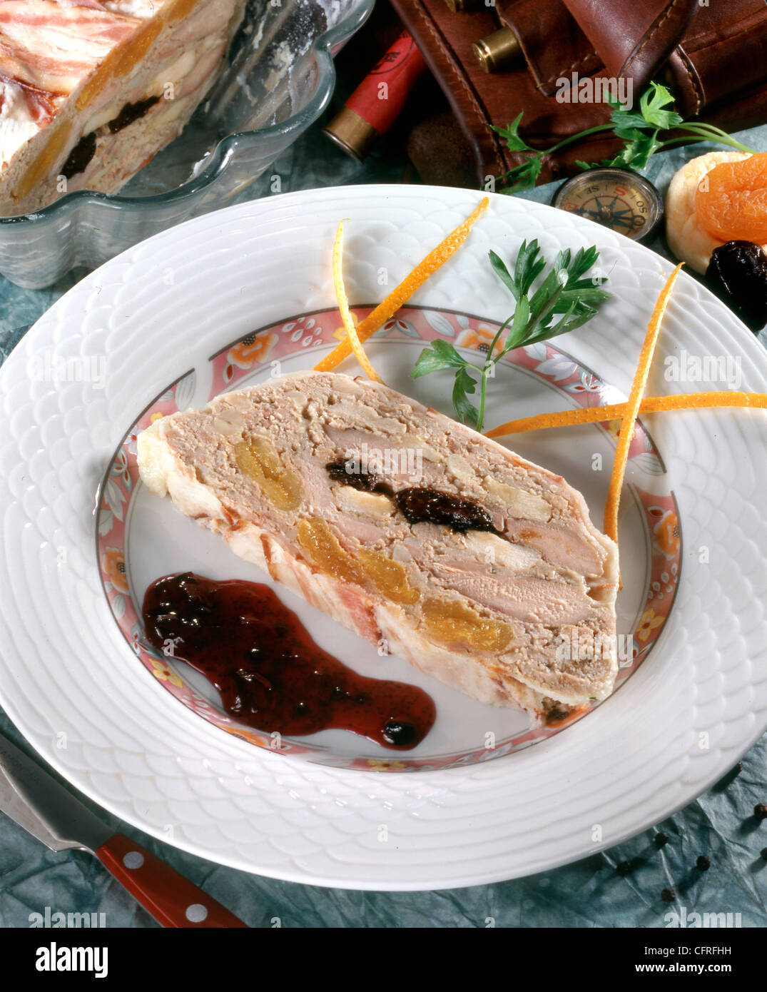 Pheasant paste with dried fruit Stock Photo