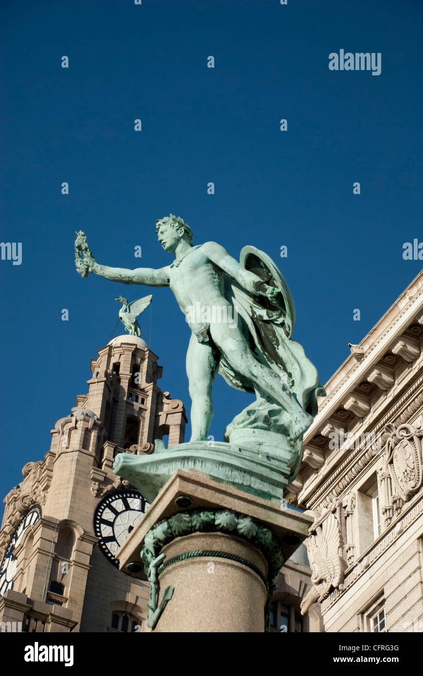 Liverbirds on top of the Royal Liver Building on the waterfront in