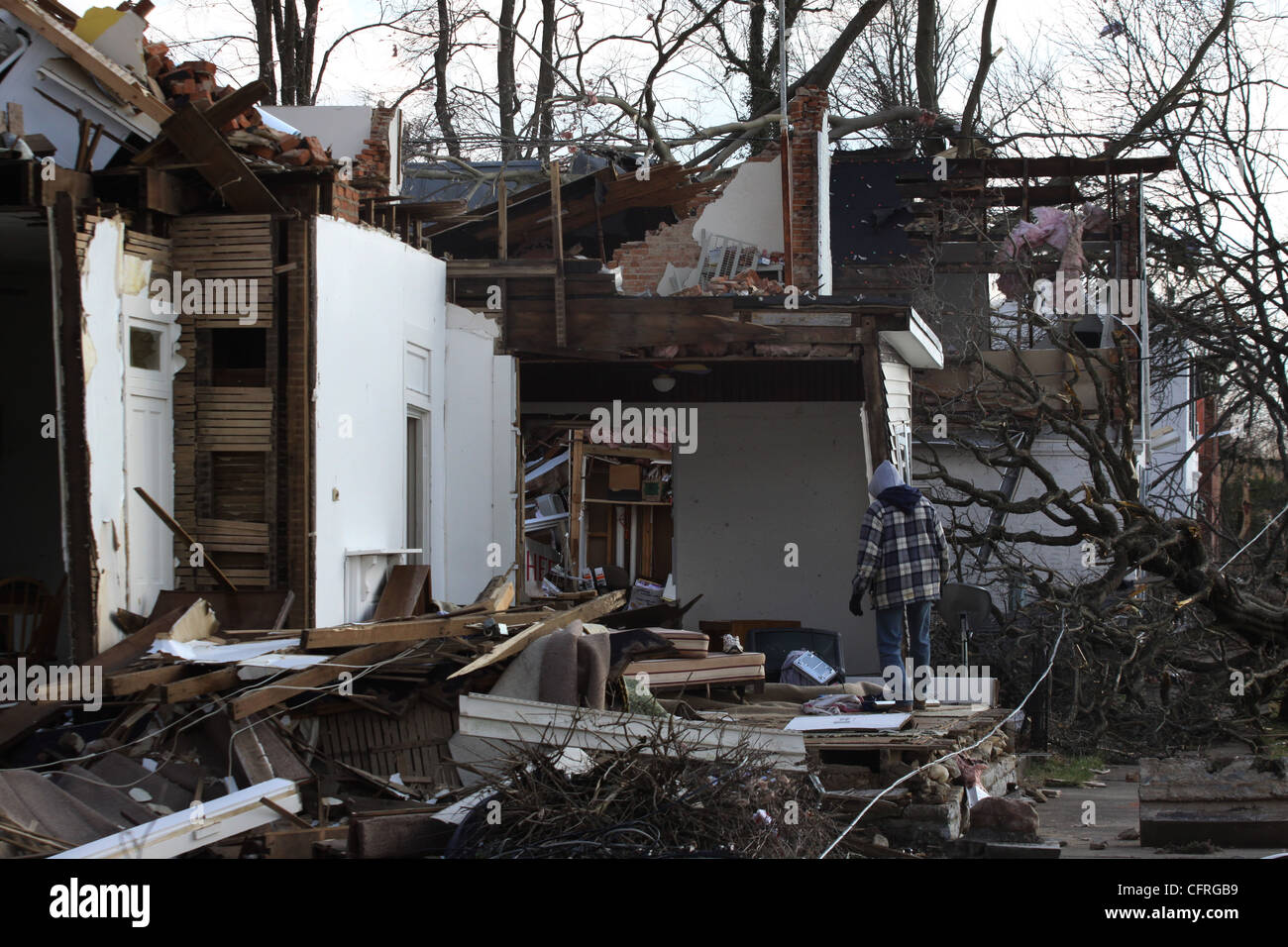 Tornado damage town Moscow Ohio clean up Stock Photo Alamy