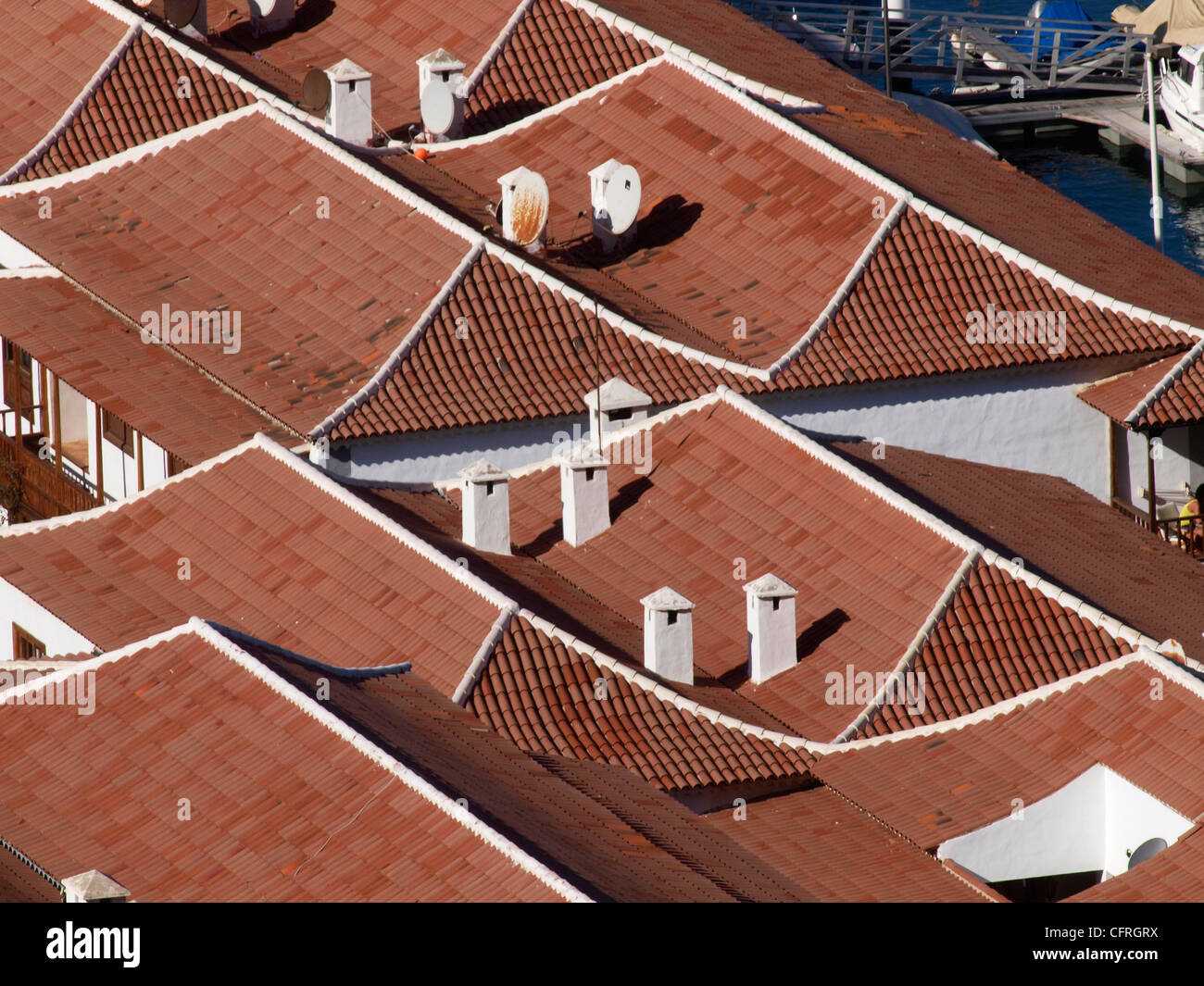 VIEW FROM BUENAVISTA APARTMENTS BALCONY OF COMPLEX ROOFS AT MARINA LOS