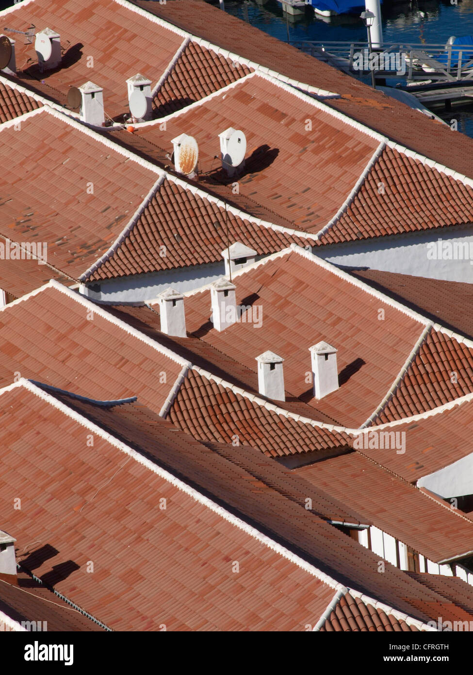 VIEW FROM BUENAVISTA APARTMENTS BALCONY OF COMPLEX ROOFS AT MARINA LOS