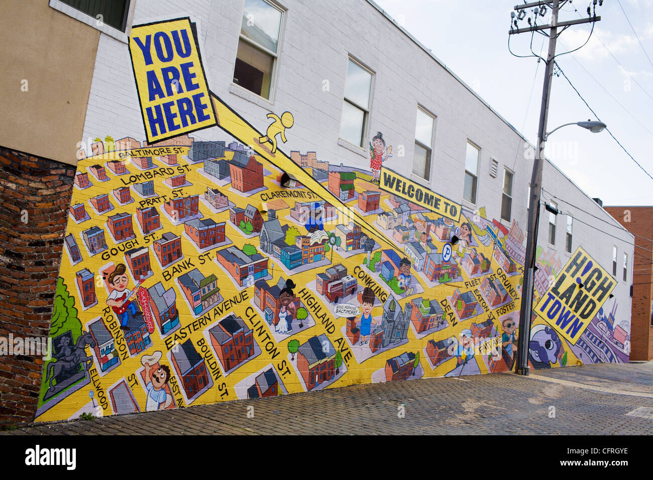 A mural promoting the Highlandtown neighborhood, Baltimore, Maryland