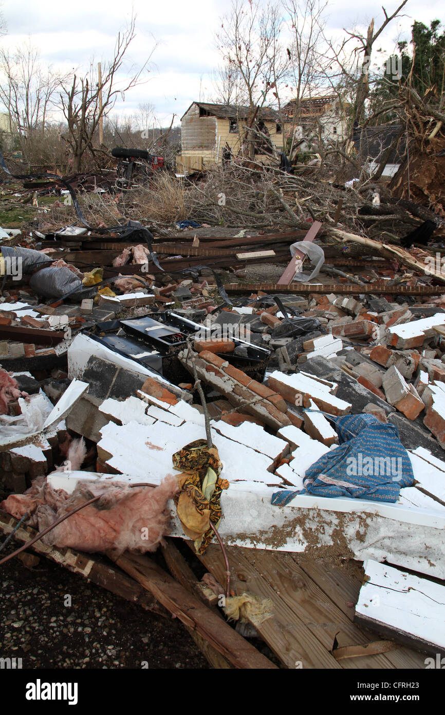Tornado damage town Moscow Ohio storm Stock Photo