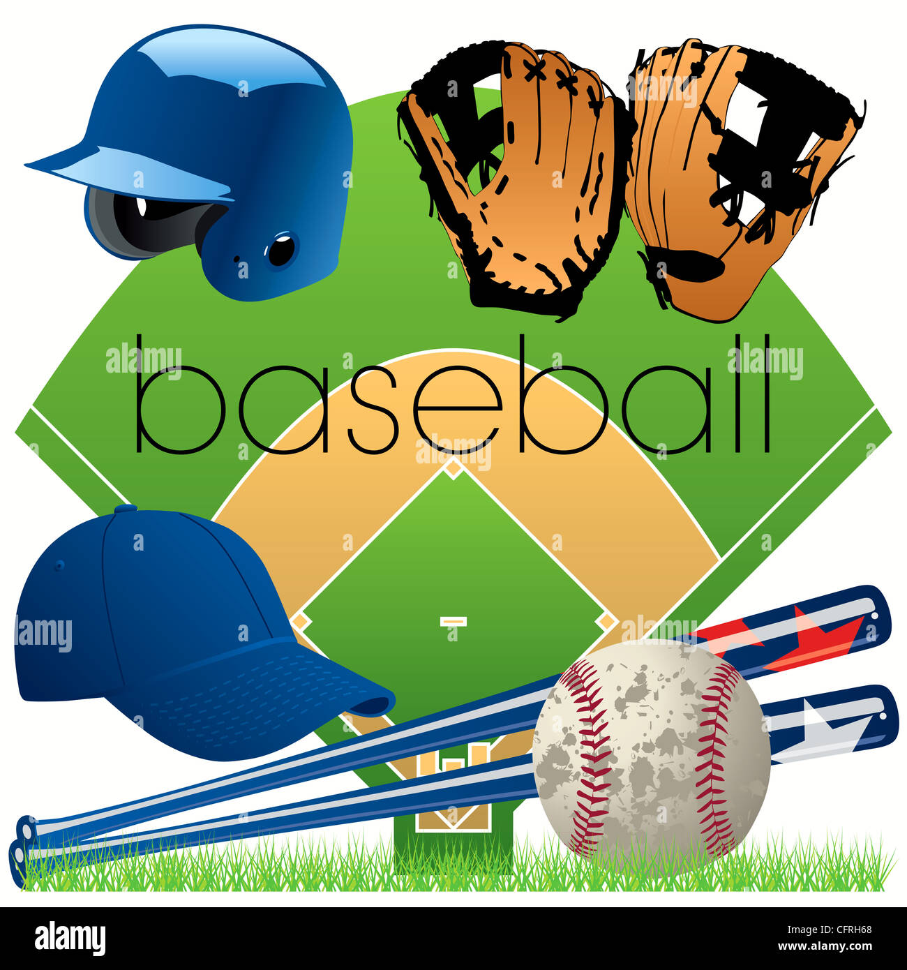 Baseball equipment set Stock Photo Alamy