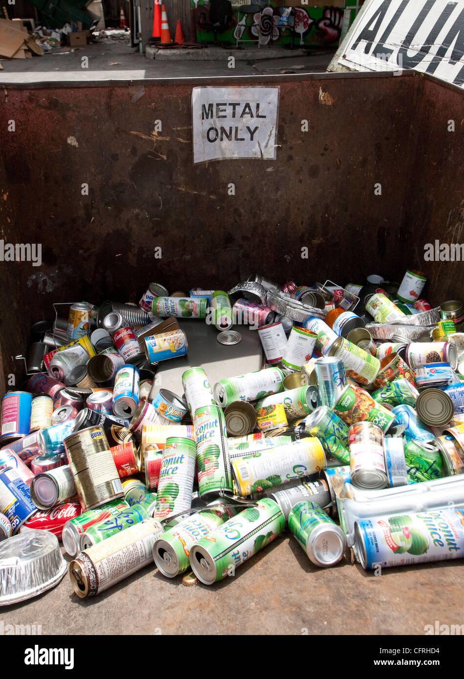 Aluminum cans at a recycling dropoff and processing center in Austin