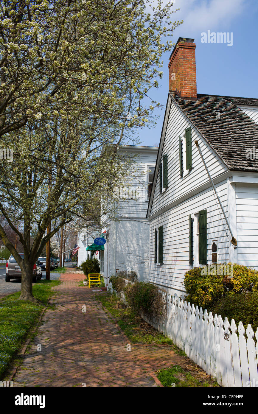 The charming Morris Street of Oxford, Maryland, Eastern Shore Stock