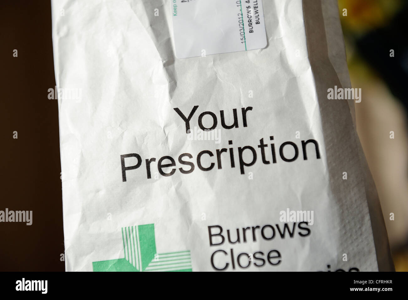 Prescription paper bag england uk Stock Photo Alamy