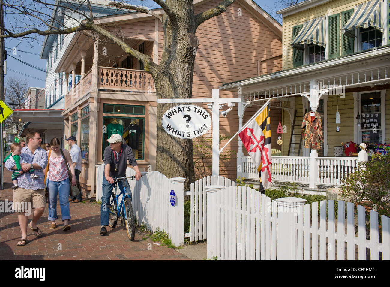 Talbot Street, shopping district of St. Michaels, Maryland, Talbot County, Eastern Shore Stock Photo