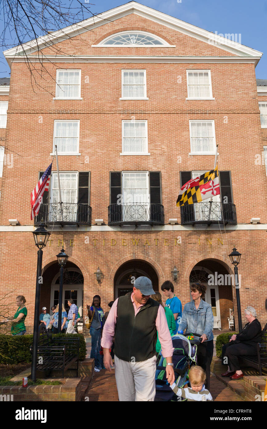 Tidewater Inn, after St. Patty's Day parade, Easton, Maryland, Talbot County, Eastern Shore Stock Photo