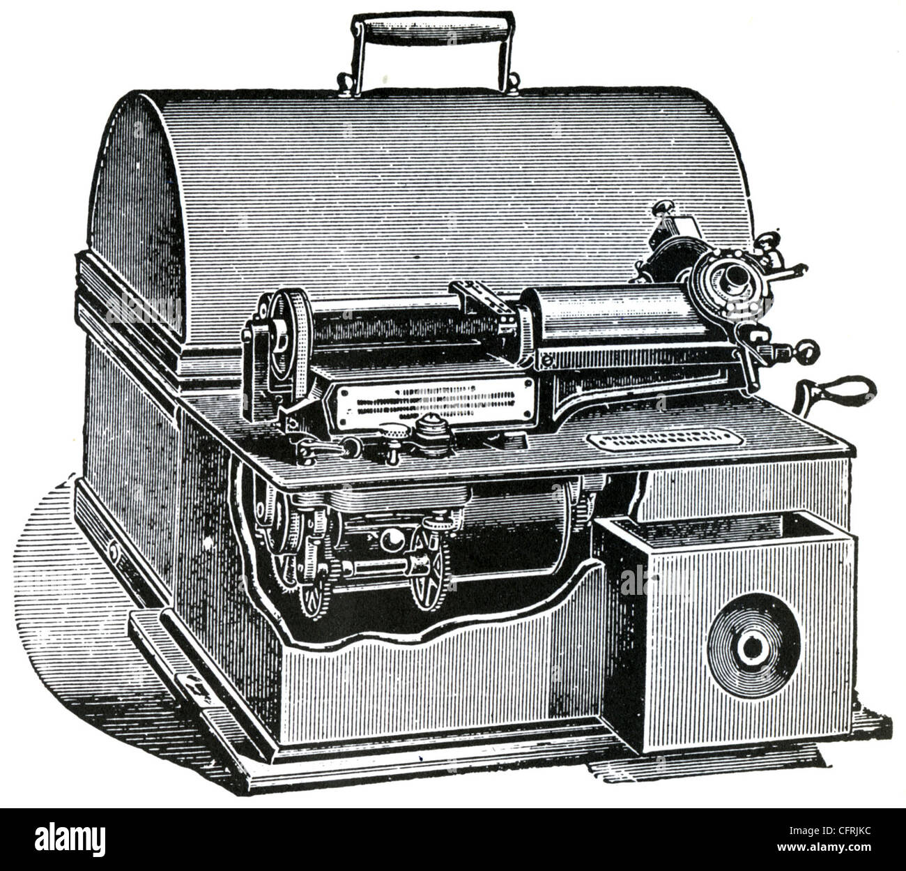 THOMAS EDISON (1847-1931)  Improved 1895 model phonograph with spring motor Stock Photo