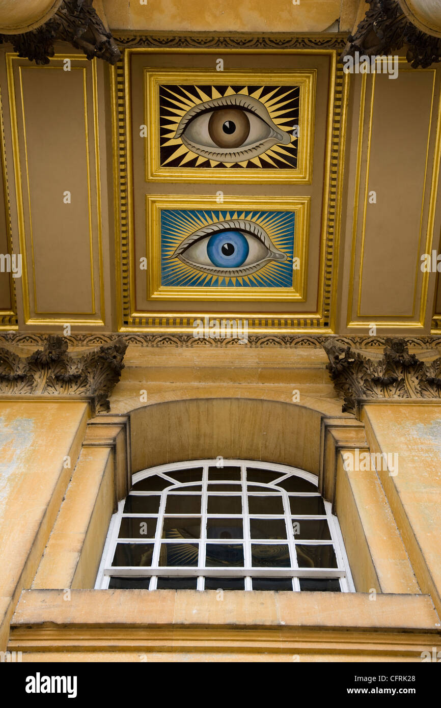 Painted eyes over the entrance of Blenheim Palace stately home Stock Photo