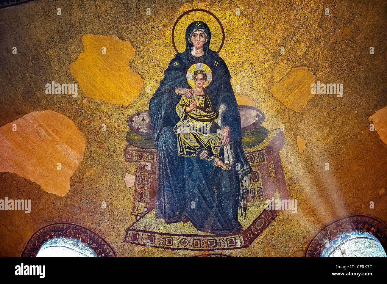 Byzantine mosaic of the Virgin and Child  867AD Church of the Holy Wisdom ( Hagia Sophia Ayasofya ) Istanbul Turkey Stock Photo