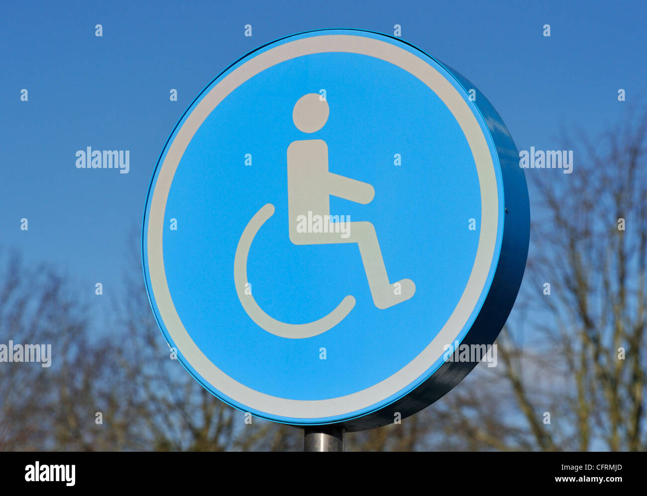 Wheelchair access sign. ASDA Supermarket, Burton Road, Kendal, Cumbria, England, United Kingdom, Europe. Stock Photo