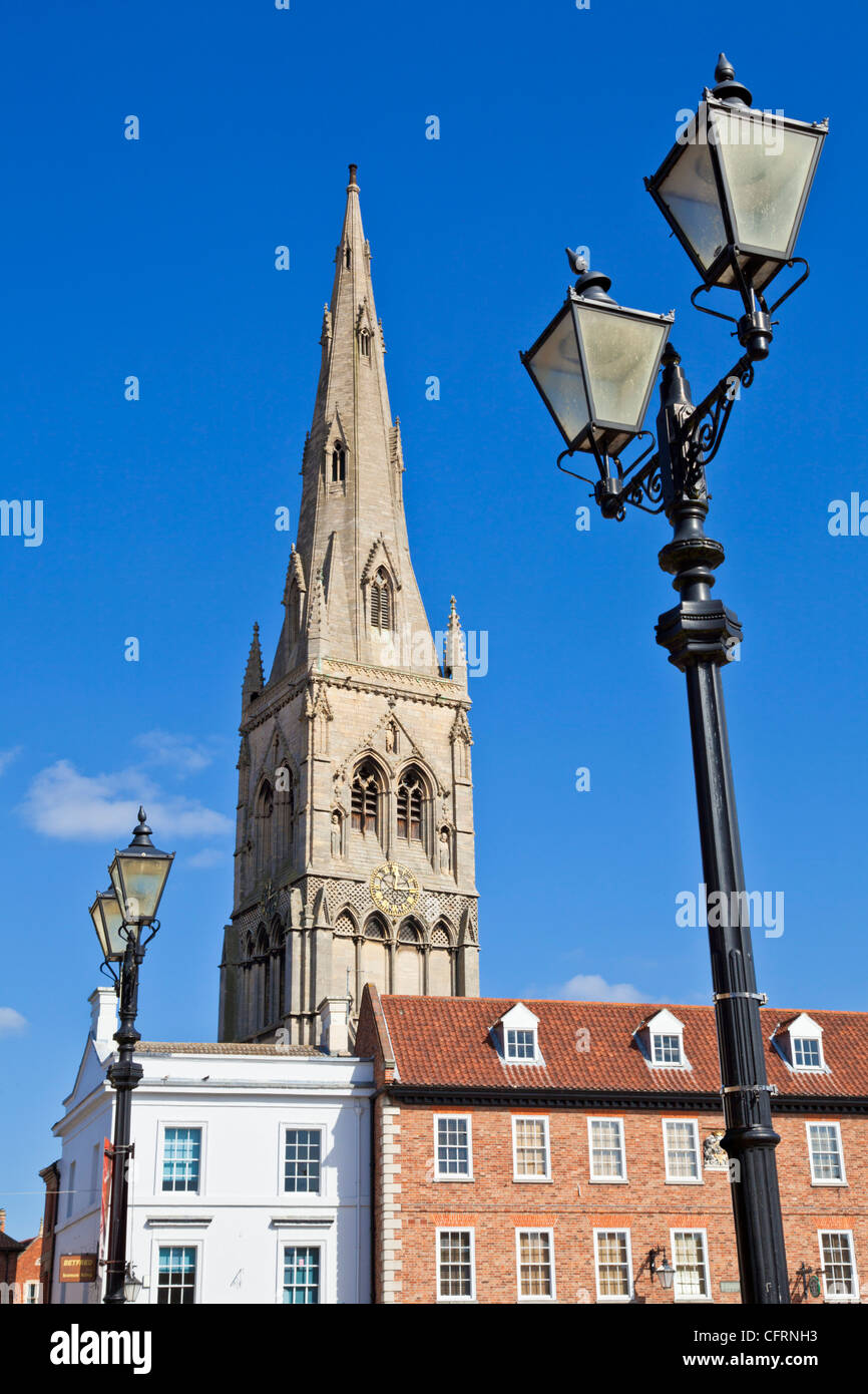 Spire of Church of St. Mary Magadalene Newark-on-Trent Nottinghamshire UK GB EU Europe Stock Photo