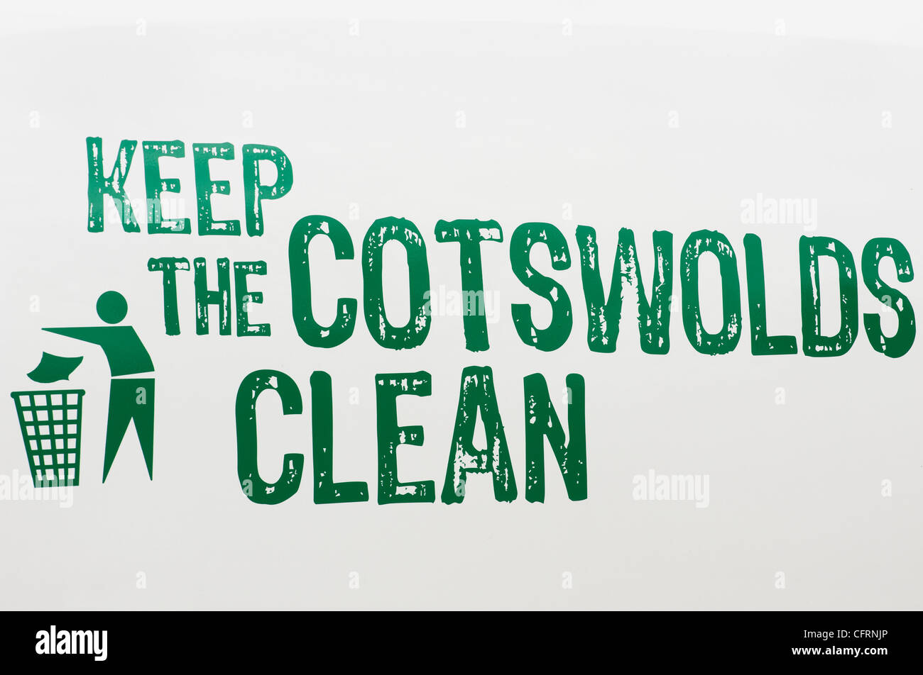 Keep the Cotswolds clean sign. Cotswolds, UK Stock Photo