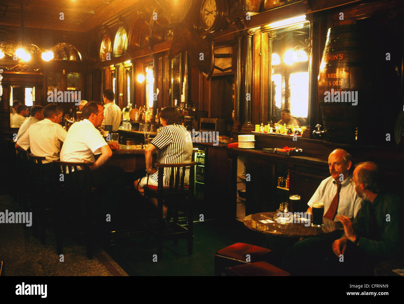 The Stags Head, a peaceful  music free Dublin Pub off busy Dame Street Ireland Stock Photo