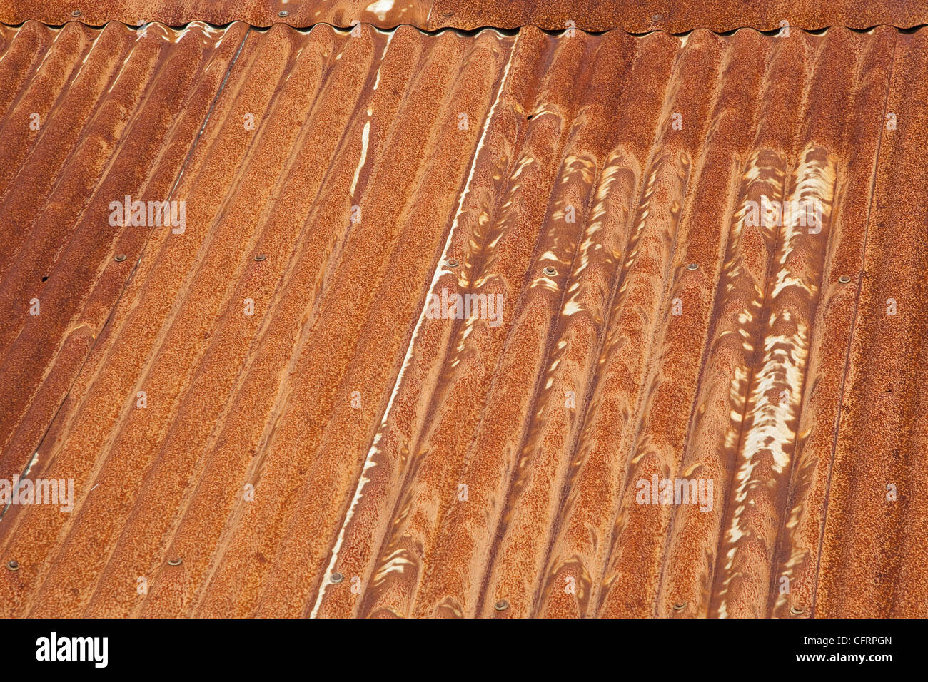 Rusty corrugated iron roof on an old building In Scotland Stock Photo