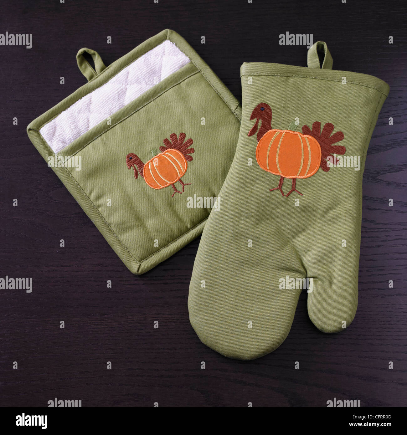 Thanksgiving oven mitts Stock Photo