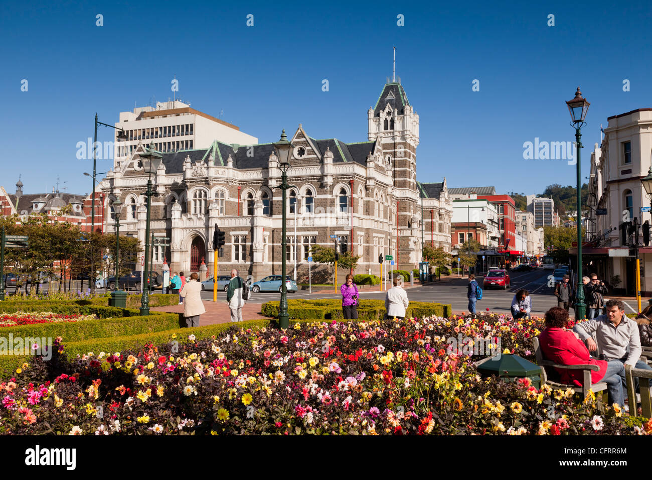 Dunedin Law Court, viewed across Anzac Square, Otago, New Zealand Stock