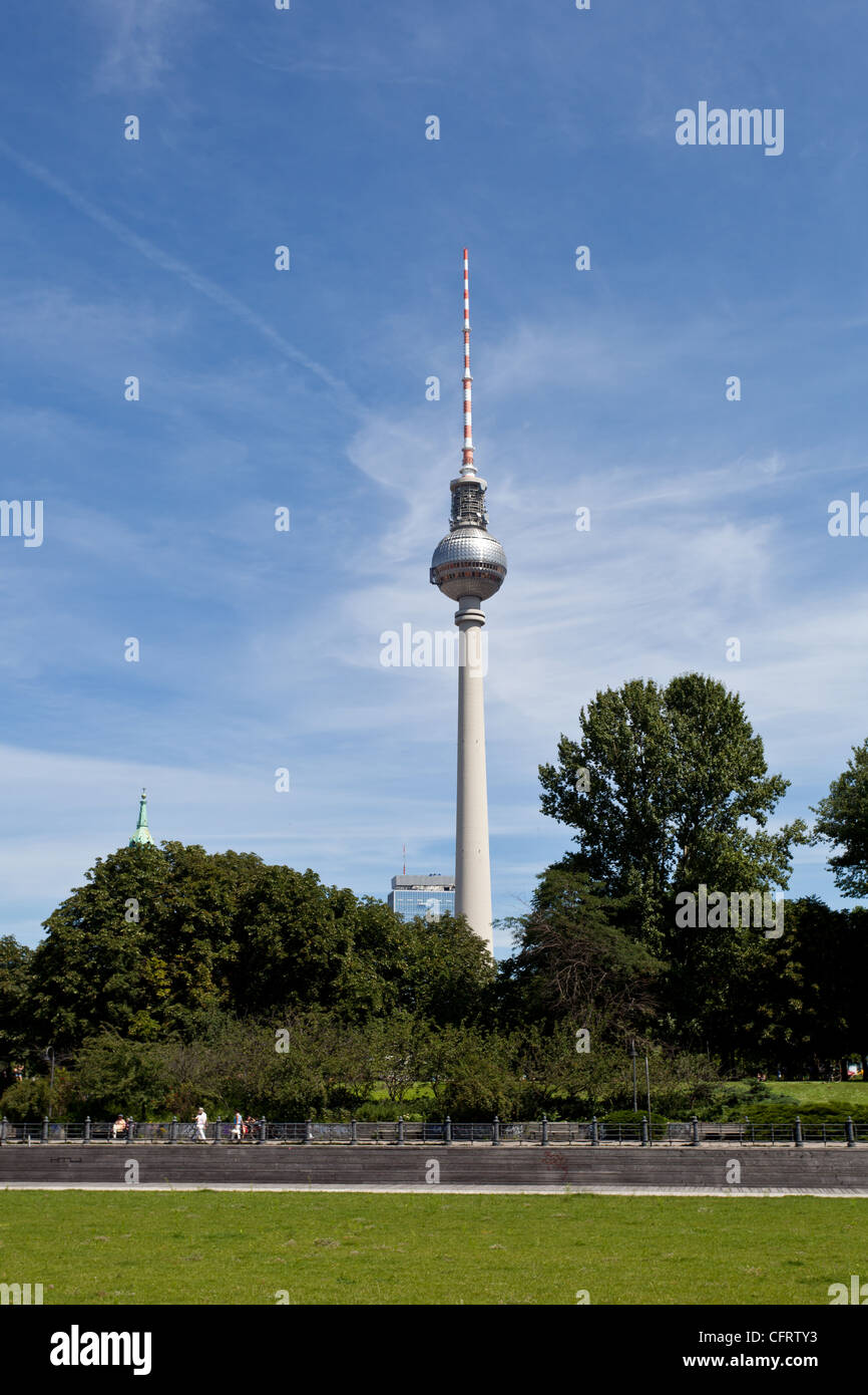 Famous Berlin radio tower in Alexanderplatz in Germany Stock Photo