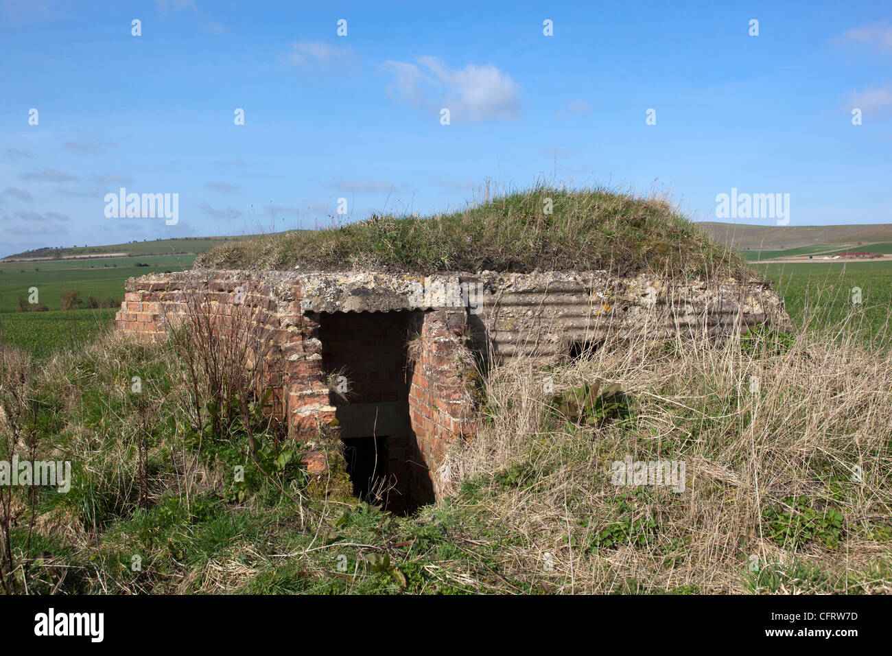 Wartime Pillbox between Stanton St Bernard and Alton Barnes Stock Photo